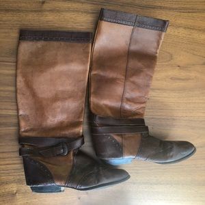 Vintage leather fashion riding boots